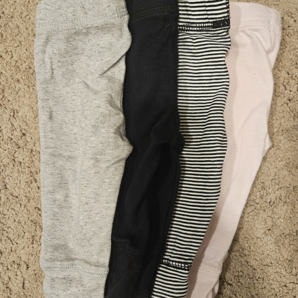 Gerber Gray, Black, Striped, and Pink Leggings Set
